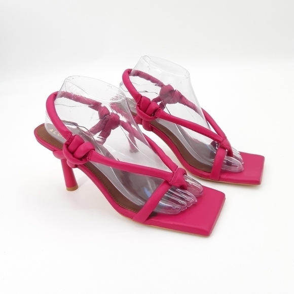 ALOHAS | Sheila Square Toe Leather Sandals in Barbie Pink - Picture 3 of 11